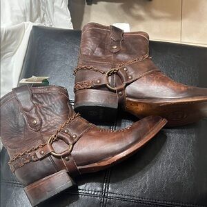 Roper Women's Brown Leather Boots with Chain Detail